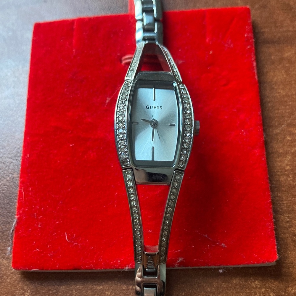 Guess Women's Silver Watch with Crystal Details